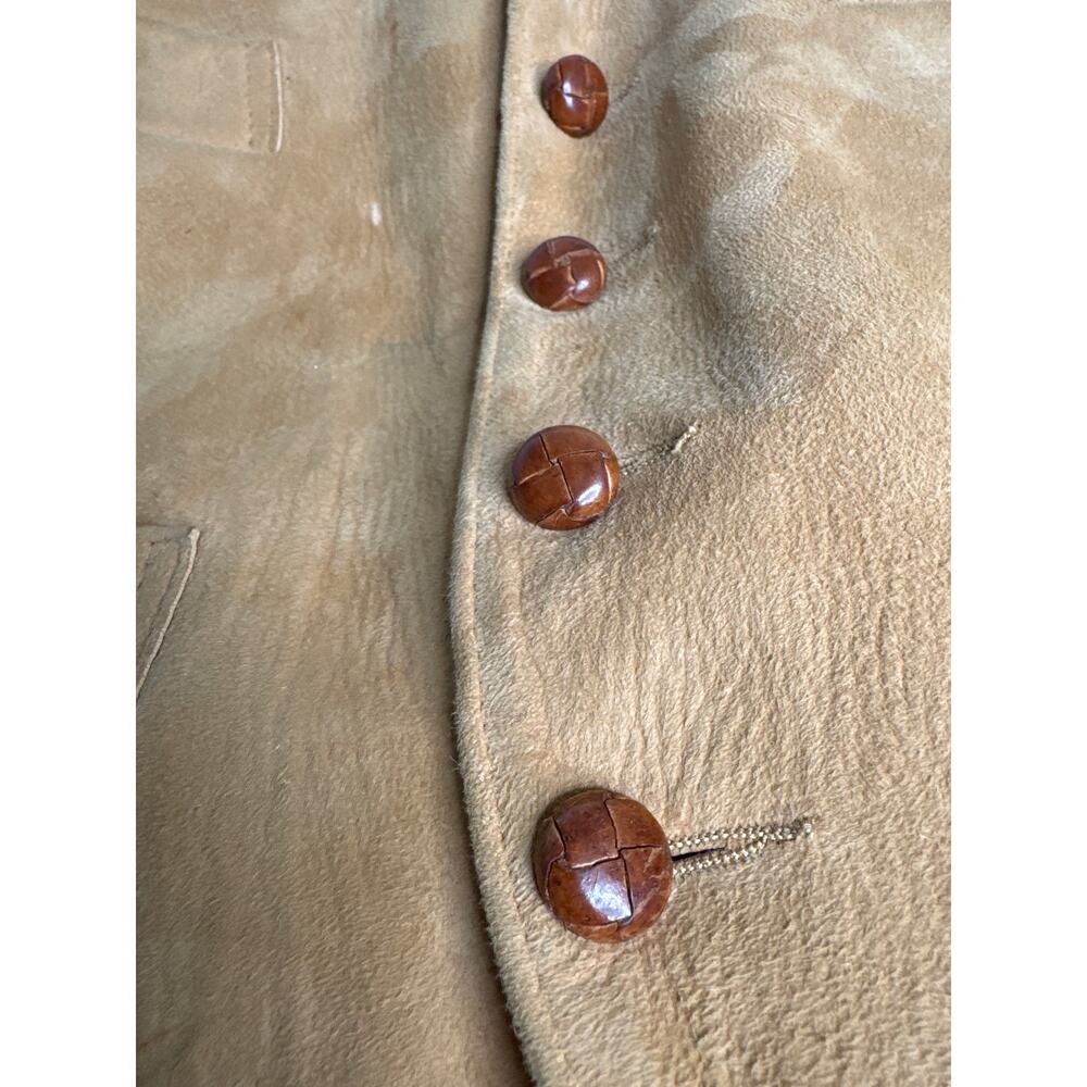 Vintage 1970s Camel Suede Leather Vest Western Boho Small - Picture 6 of 14